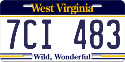 WV license plate 7CI483