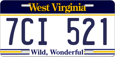 WV license plate 7CI521