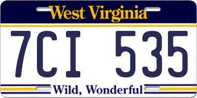 WV license plate 7CI535