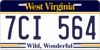 WV license plate 7CI564
