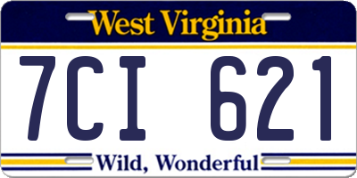 WV license plate 7CI621
