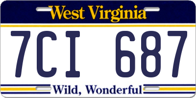 WV license plate 7CI687