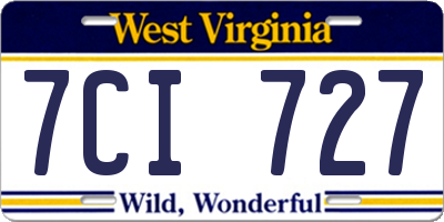WV license plate 7CI727