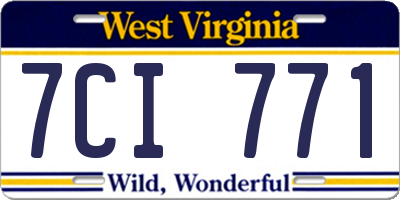 WV license plate 7CI771
