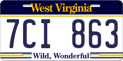 WV license plate 7CI863