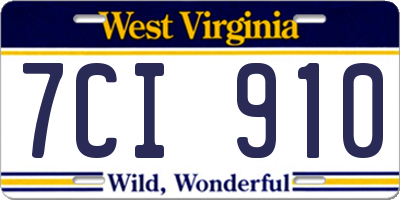 WV license plate 7CI910
