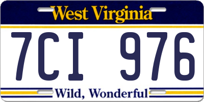WV license plate 7CI976