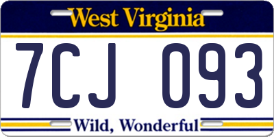 WV license plate 7CJ093