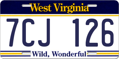 WV license plate 7CJ126
