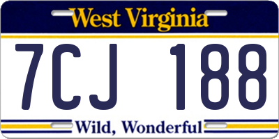 WV license plate 7CJ188