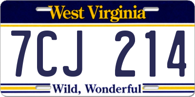 WV license plate 7CJ214