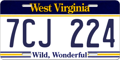 WV license plate 7CJ224