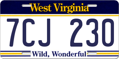 WV license plate 7CJ230