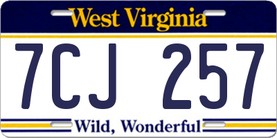 WV license plate 7CJ257