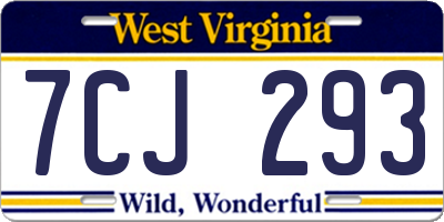 WV license plate 7CJ293