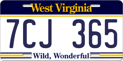 WV license plate 7CJ365