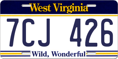 WV license plate 7CJ426