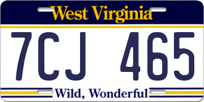 WV license plate 7CJ465