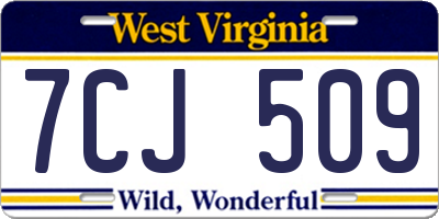 WV license plate 7CJ509