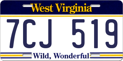 WV license plate 7CJ519