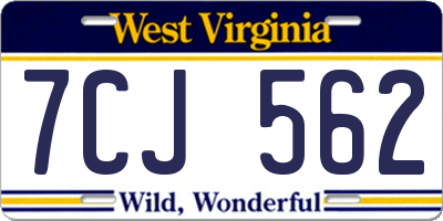 WV license plate 7CJ562