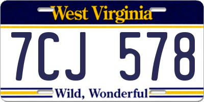 WV license plate 7CJ578