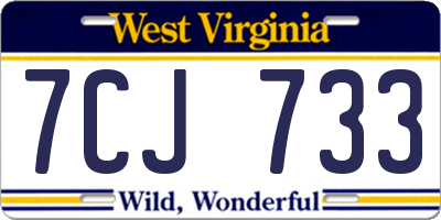 WV license plate 7CJ733