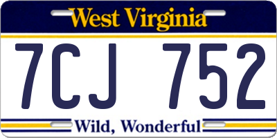 WV license plate 7CJ752