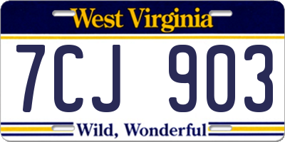 WV license plate 7CJ903