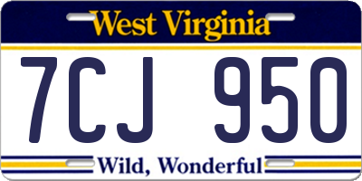 WV license plate 7CJ950