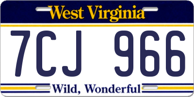 WV license plate 7CJ966