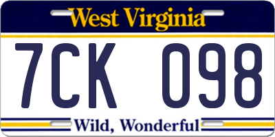 WV license plate 7CK098