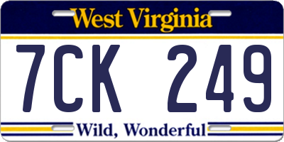 WV license plate 7CK249