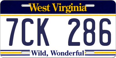 WV license plate 7CK286