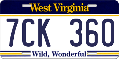 WV license plate 7CK360