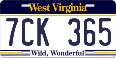 WV license plate 7CK365