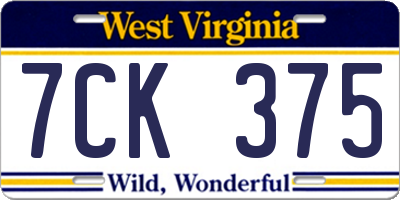 WV license plate 7CK375