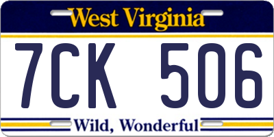 WV license plate 7CK506