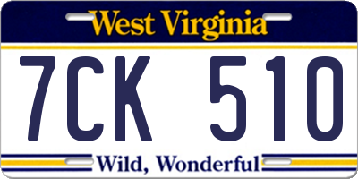WV license plate 7CK510