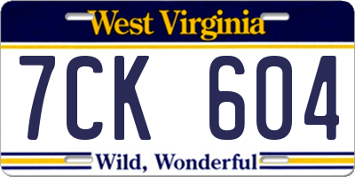 WV license plate 7CK604