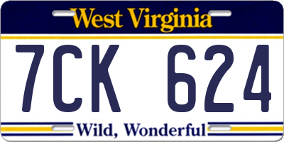 WV license plate 7CK624