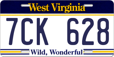 WV license plate 7CK628