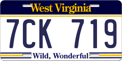 WV license plate 7CK719