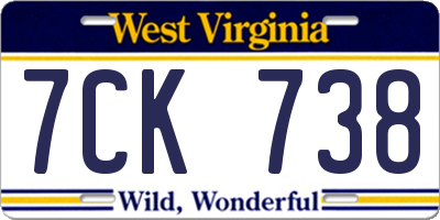 WV license plate 7CK738
