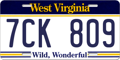 WV license plate 7CK809