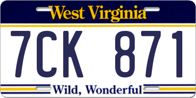 WV license plate 7CK871