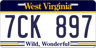 WV license plate 7CK897