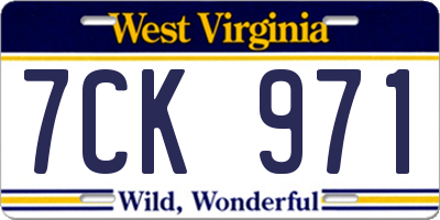WV license plate 7CK971