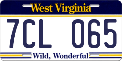 WV license plate 7CL065