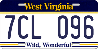 WV license plate 7CL096